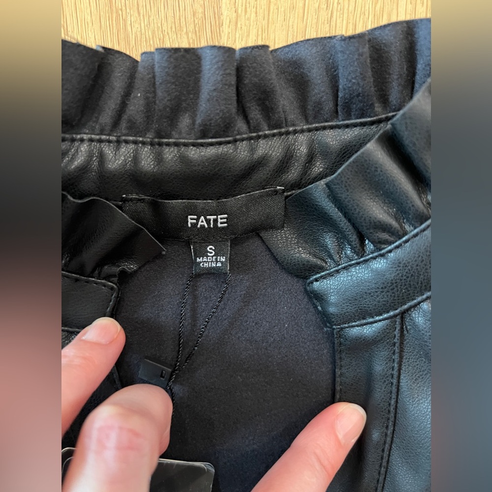 FATE FAUX LEATHER SLEEVELESS RUFFLE DRESS - Picture 5 of 5